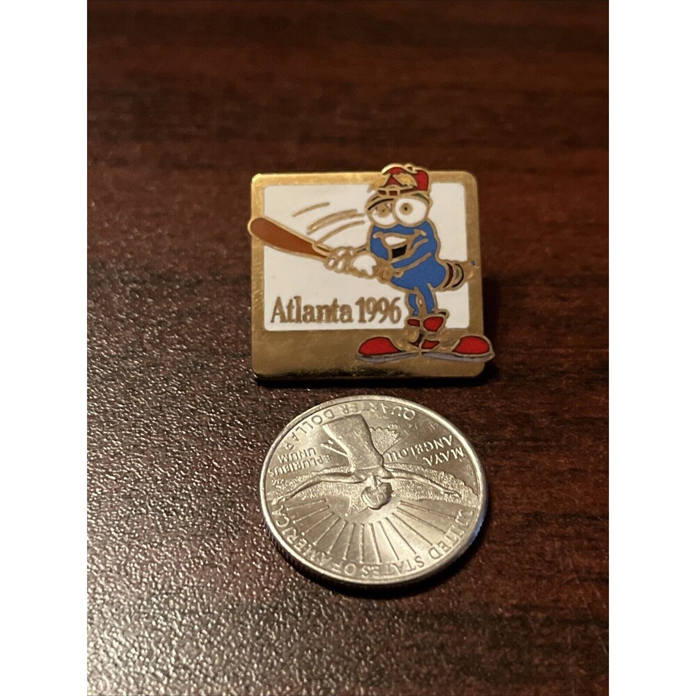Vintage 1996 Atlanta Olympics Izzy Baseball Lapel Hat Pin - Picture 2 of 3